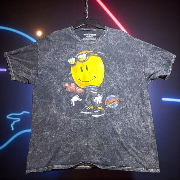 Rare Fifth Sun Smiley Face Graphic T-Shirt Black Acid Wash XL Wal-Mart Exclusive - Picture 1 of 5